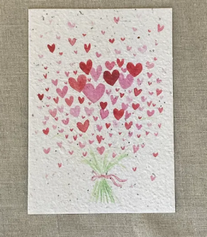 Carte à planter A6 - Bouquet de cœurs avec son enveloppe Tout Pour Eux