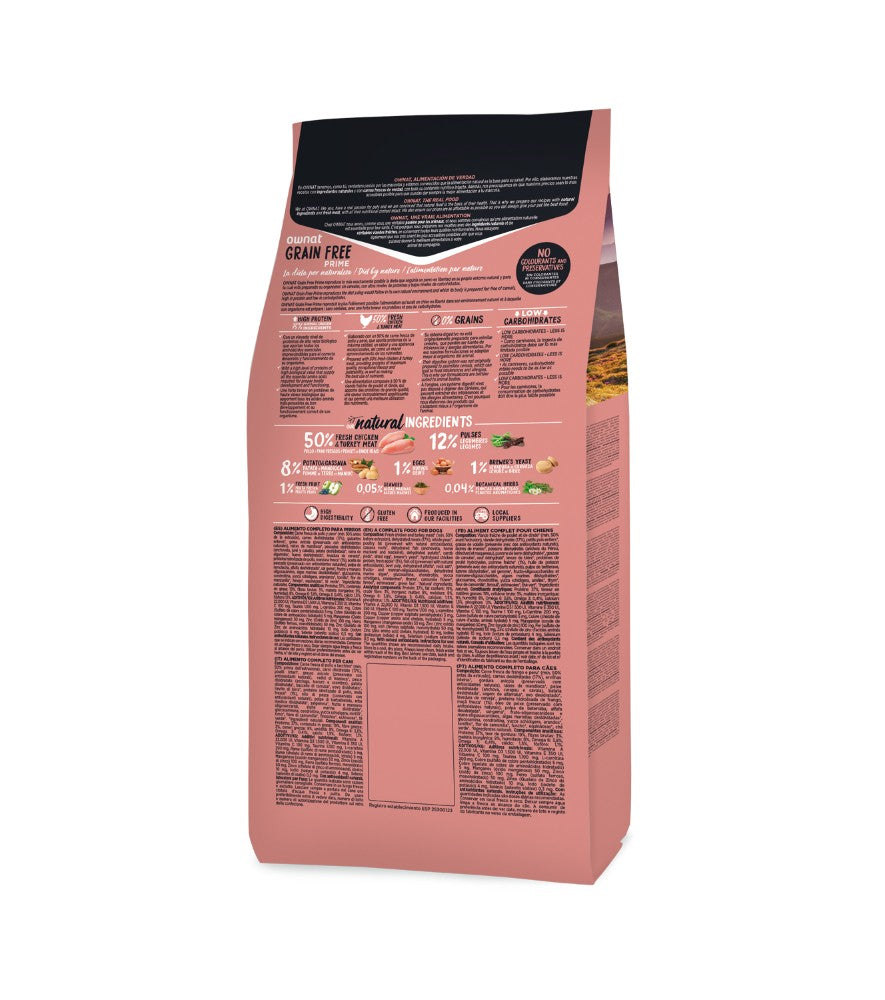 OWNAT GRAIN FREE PRIME pour petit Chien au poulet et à la dinde Tout Pour Eux