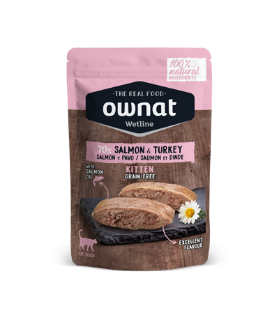 OWNAT WETLINE KITTEN pour Chatons Salmon & Turkey ( Saumon et Dinde ) sachet de 85g Tout Pour Eux