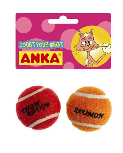 balles tennis parfumées saumon&thon rouge X2 pour chat - ANKA Tout Pour Eux