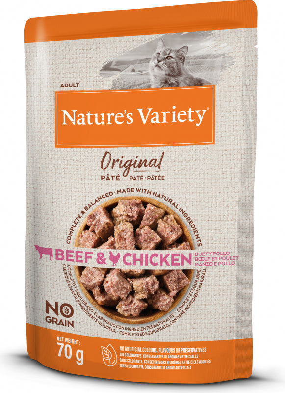 Nature's Variety chat Pochon chat original Boeuf et Poulet 70g Tout Pour Eux