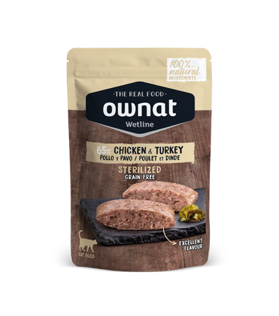 OWNAT WETLINE STERILIZED Chicken & Turkey ( poulet et dinde )Sachet de 85g Tout Pour Eux